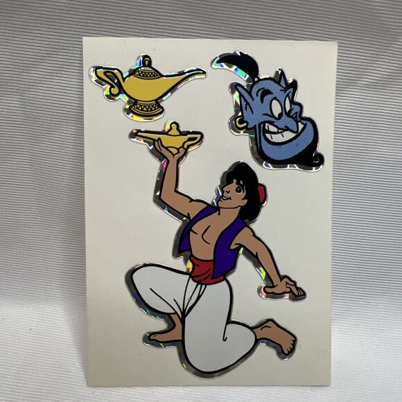 Disney Aladdin Jasmine Vending Machine Sticker Prism 1990's Vintage Genie - Picture 1 of 3